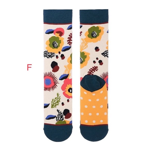 Happy Colorful Artsy Socks Cotton Stretchy Floral Dopamine Colors Women’s Men’s - Picture 15 of 15